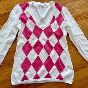 J. Crew Classic Pink Argyle Sweater - Size Small